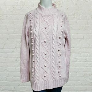 Vintage Penmans large Light pink knit sweater w pompoms